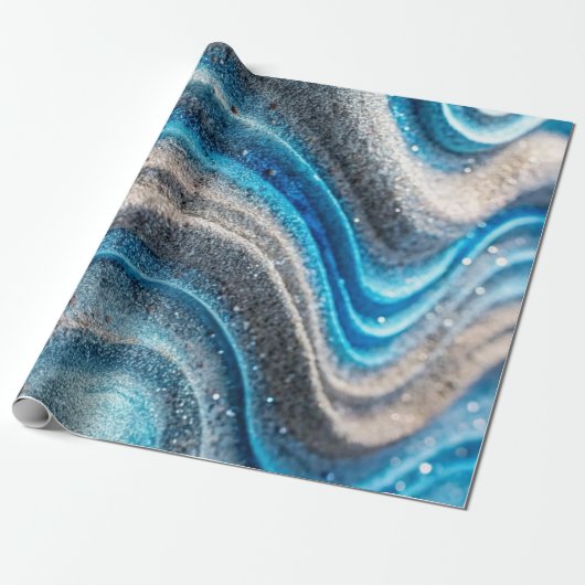 blauw zand cadeaupapier (Uitgerold)