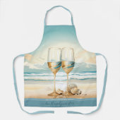 Blauw zand faux gouden Champaigne glas aangepaste Schort (Voorkant)