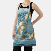 Blauw zand faux gouden palm verlaat aangepaste tek schort (Insitu)