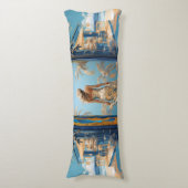 Blauw zand goud esthetische kust thema DBL-sided Lichaamskussen (Voorkant Verticaal)