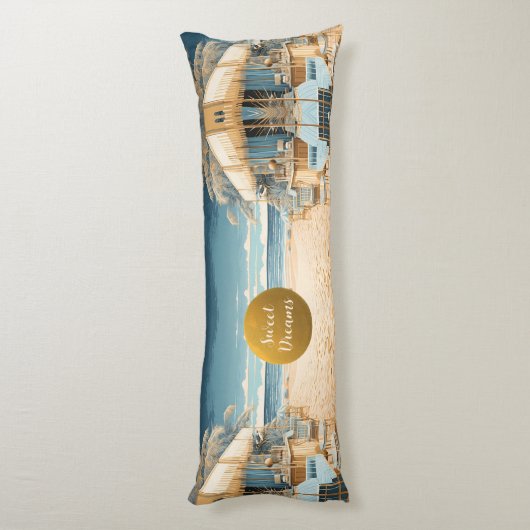 Blauw zand goud esthetische kust thema DBL-sided Lichaamskussen (Achterkant (Verticaal))