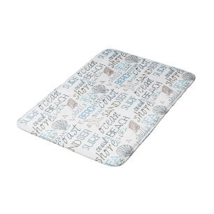 Blauw Zand Strand Thema Schelpen Woorden Badmat