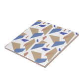 Blauw Zandbruin Geometrisch Vormen Naadloos Patroo Tegeltje (Zijkant)