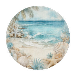 BLAUW ZANDSTRAND LANDSCHAP MET SCHELPEN SNIJPLANK