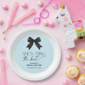 Blauw Ze bindt de knoop boog bruiloft Papieren Bordje (Feest)