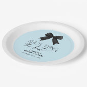 Blauw Ze bindt de knoop boog bruiloft Papieren Bordje (Gekanteld)