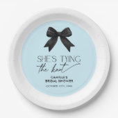 Blauw Ze bindt de knoop boog bruiloft Papieren Bordje (Voorkant)