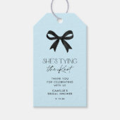Blauw Ze bindt het Vrijgezellenfeest van de knoopb Cadeaulabel (Voorkant)
