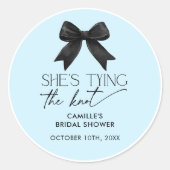 Blauw Ze bindt het Vrijgezellenfeest van de knoopb Ronde Sticker (Voorkant)