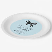 Blauw Ze is het binden van de knoop boog bruiloft Papieren Bordje (Gekanteld)