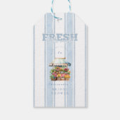 Blauw Ze is van de Markt Bruids douche Cadeaulabel (Achterkant)