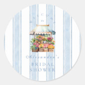 Blauw Ze is van de Markt Bruids douche Ronde Sticker (Voorkant)