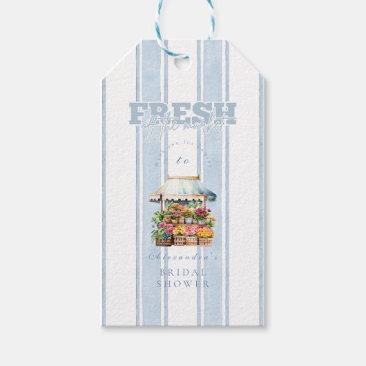 Blauw Ze is van de Markt Bruidsfeest Cadeaulabel (Voorkant)