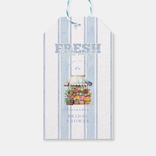 Blauw Ze is van de Markt Bruidsfeestje Cadeaulabel (Achterkant)