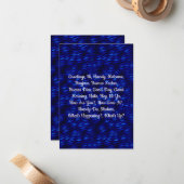 Blauw Zebra 3,5-inch x 5-inch flatpanel kaart Notitiekaartje (Voorkant / Achterkant in situ)