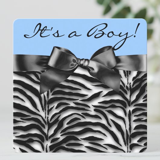 Blauw Zebra Baby shower Kaart