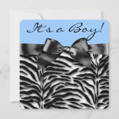 Blauw Zebra Baby shower Kaart (Voorkant)
