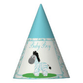 Blauw Zebra Baby shower Partij Pet Feesthoedjes (Voorkant)
