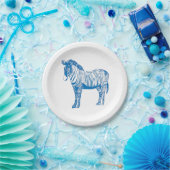 Blauw zebra bord (Feest)
