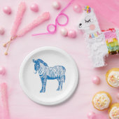 Blauw zebra bord (Feest)