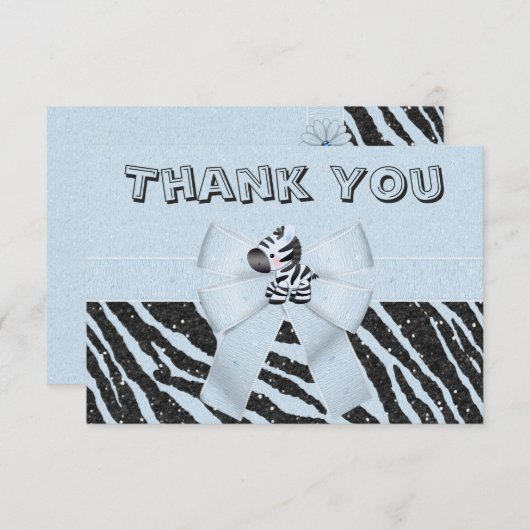 Blauw Zebra en afdrukken Blik Kijk goed Bedankkaart (Voorkant / Achterkant)