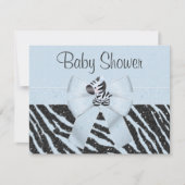 Blauw Zebra, gedrukt Baby shower en glitter look Kaart (Voorkant)
