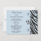 Blauw Zebra, gedrukt Baby shower en glitter look Kaart (Achterkant)