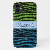 Blauw Zebra, Groene Zebra, Glitter Zebra, Jouw naa Case-Mate iPhone Case (Achterkant)