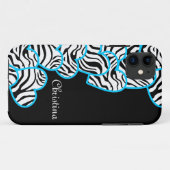Blauw zebra harten iPhone 5 Hoesje (Achterkant (horizontaal))