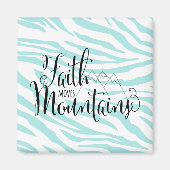 Blauw Zebra Inspirerend Geloof Beweegt Bergen Magneet (Voorkant)