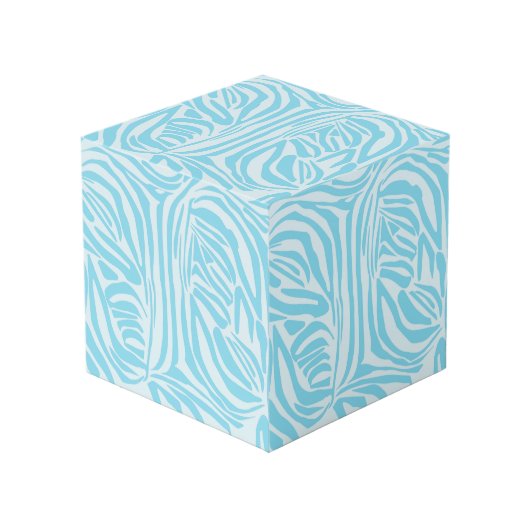Blauw Zebra Patroon Kubus (Voorkant hoekig)