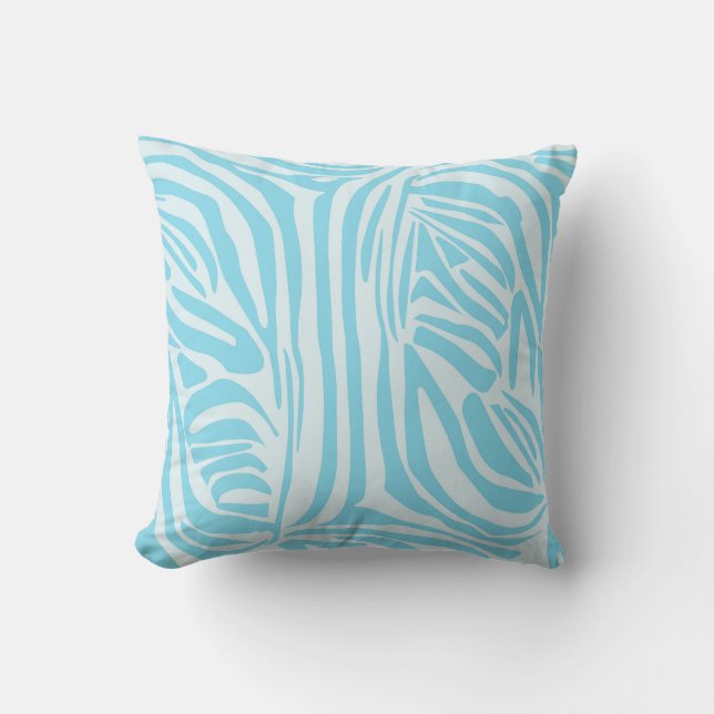 Blauw Zebra Patroon Kussen (Voorkant)