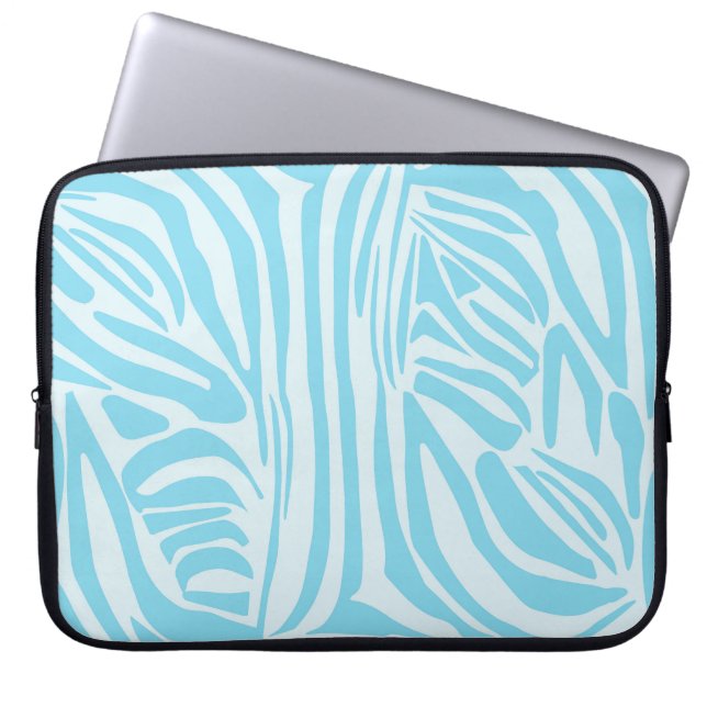 Blauw Zebra Patroon Laptop Sleeve (Voorkant)