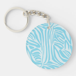 Blauw Zebra Patroon Sleutelhanger