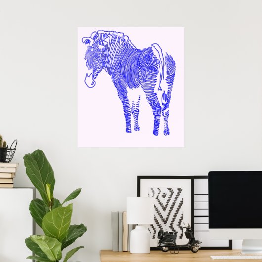 blauw zebra poster (Thuiskantoor)