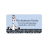 Blauw Zebra Print Giraffe Adreslabel Etiket (Voorkant)
