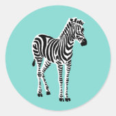  Blauw Zebra Ronde Sticker (Voorkant)