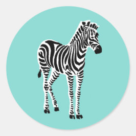 Blauw Zebra Ronde Sticker