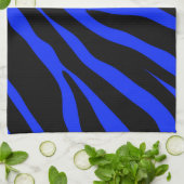 blauw zebra theedoek (Gevouwen)
