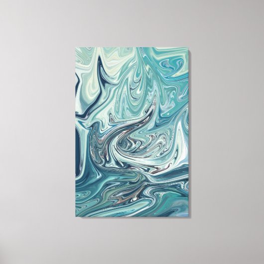 Blauw Zee Abstract schilderen Canvas Afdruk (Voorkant)