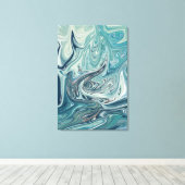 Blauw Zee Abstract schilderen Canvas Afdruk (Insitu (Houten vloer))