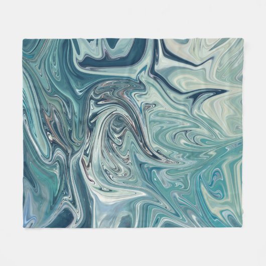 Blauw Zee Abstract schilderen Fleece Deken (Voorkant (Horizontaal))