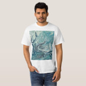 Blauw Zee Abstract schilderen T-shirt (Voorkant volledig)