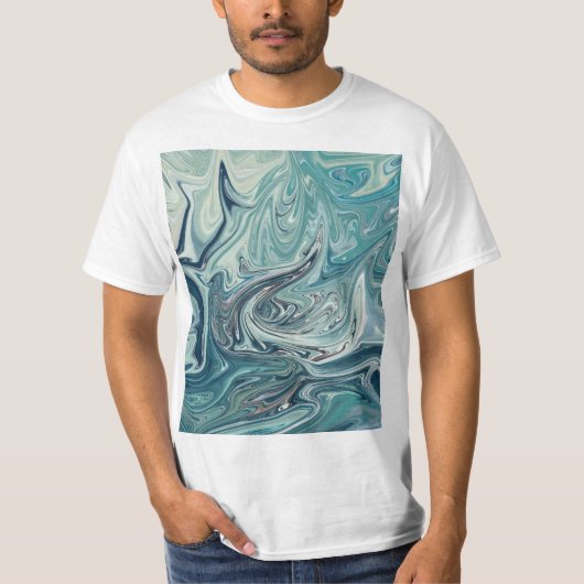 Blauw Zee Abstract schilderen T-shirt (Voorkant)