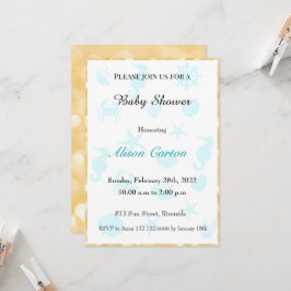 Blauw zee baby shower-uitnodiging kaart