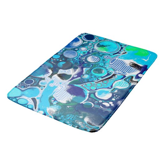 Blauw Zee beluistert Abstracte kunst Badmat (Gekanteld)