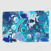 Blauw Zee beluistert Abstracte kunst Golfhanddoek (Horizontaal)