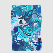 Blauw Zee beluistert Abstracte kunst Golfhanddoek (Voorkant)