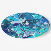 Blauw Zee beluistert Abstracte kunst Papieren Bordje (Gekanteld)