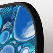 Blauw Zee beluistert Abstracte kunst Pickleball Paddle (Links Detail)